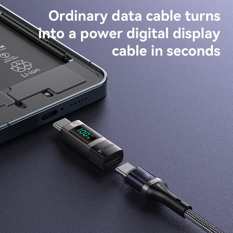 Yesido Adapter OTG GS24 - Typ C (male) to Type C (female) - with LCD display black