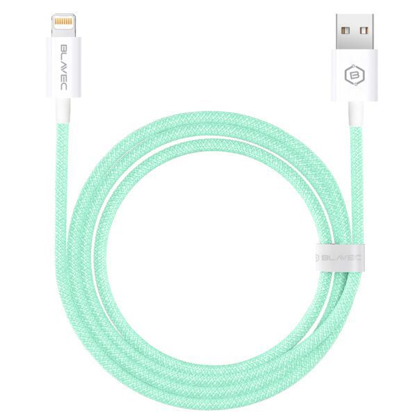 Blavec Cable Candy braided - USB to Lightning - 2,4A 3 metres Apple CarPlay (CCA-UL24GN30) green
