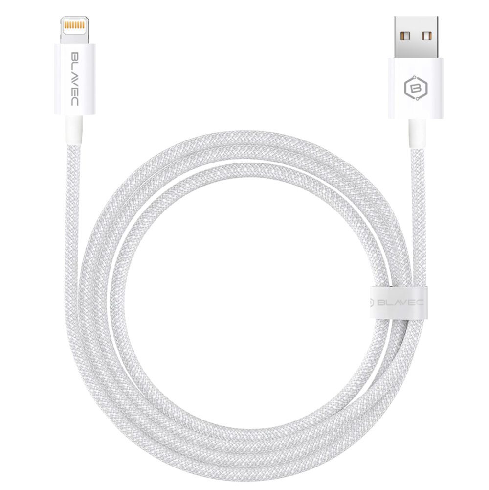 Blavec Cable Candy braided - USB to Lightning - 2,4A 3 metres Apple CarPlay (CCA-UL24W30) white