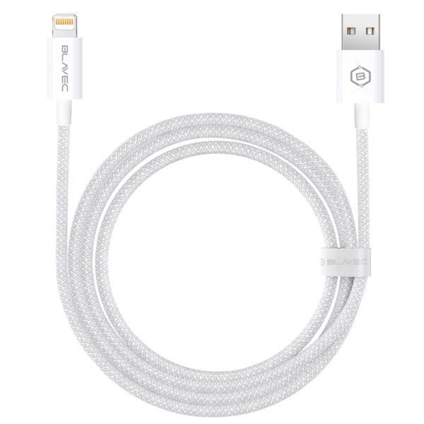 Blavec Cable Candy braided - USB to Lightning - 2,4A 2 metres Apple CarPlay (CCA-UL24W20) white