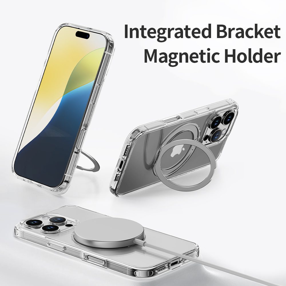 Rock Crystal Rotating Series Magnetic Case for Iphone 16 Pro transparent