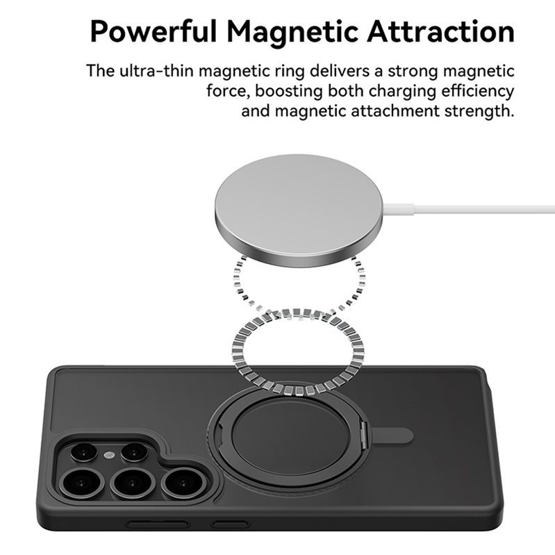 Rock Rotating Stand Soft Touch Series Magnetic for Samsung Galaxy S25 black
