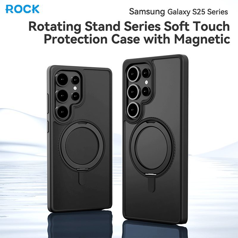 Rock Rotating Stand Soft Touch Series Magnetic for Samsung Galaxy S25 Ultra black