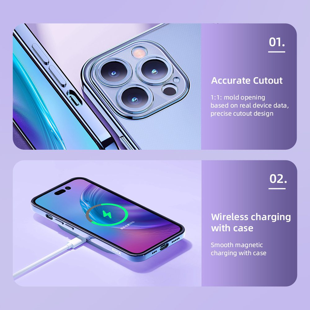 Rock Electroplating Series Case for Iphone 14 Pro transparent-black