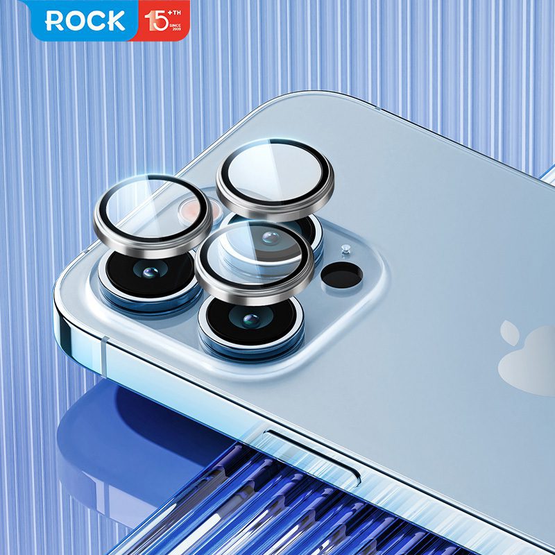 Rock Tempered glass Pure Series Camera Lens on camera for Iphone 16 Pro/16 Pro Max (lens 3 pieces) black