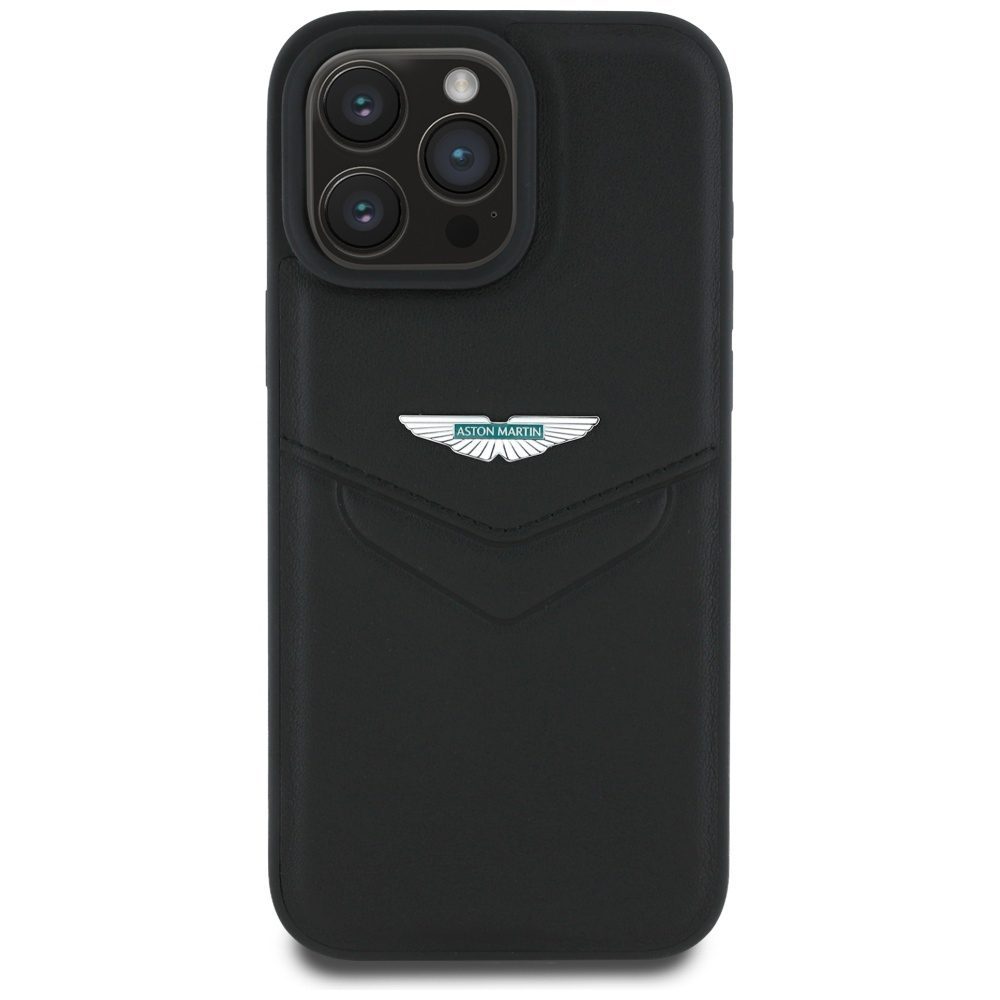 Original Case ASTON MARTIN HC Leather Victory Design for Iphone 16 Pro Max black