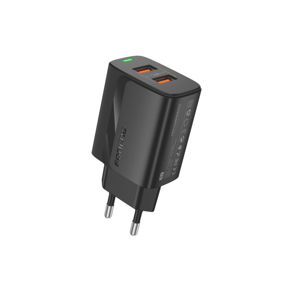 Foneng Wall charger EU63 - 2xUSB - 12W with USB to Micro USB cable black
