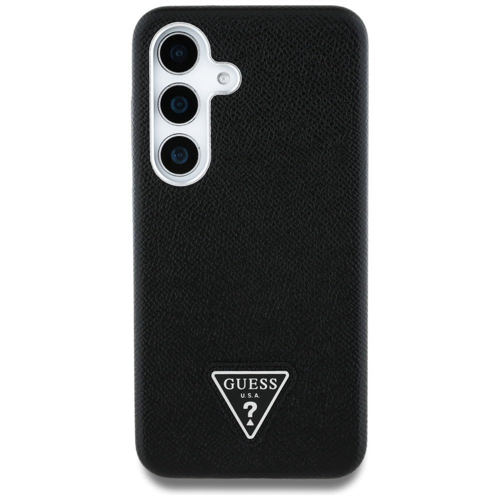 Original Case GUESS Grained Triangle Logo MagSafe for Samsung Galaxy S25 black