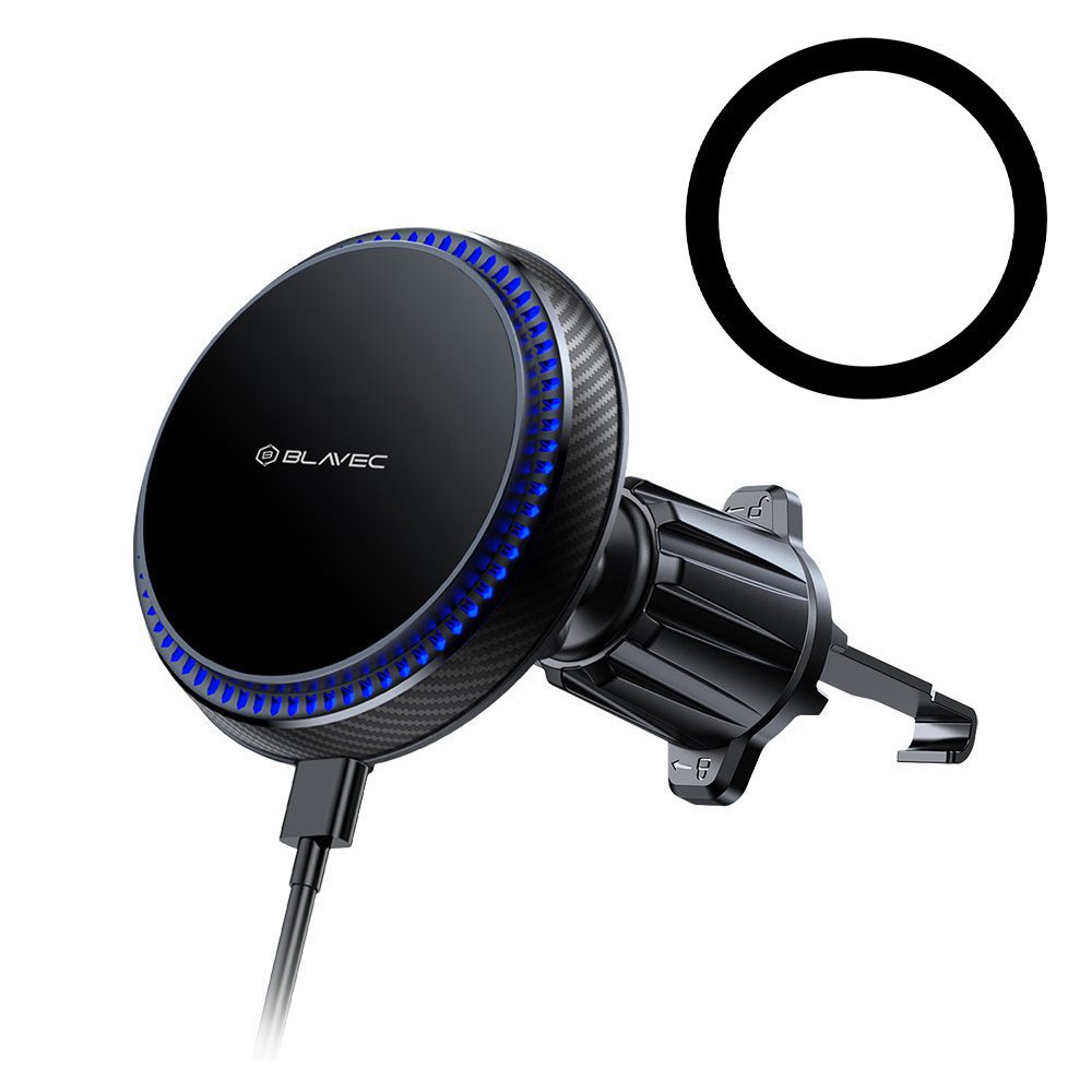 Blavec Car Mount BH-05 Magnetic with 15W MagSafe Wireless Charging and Cooling Fan System for Air Vent (BH05-MAVIB) – Black
