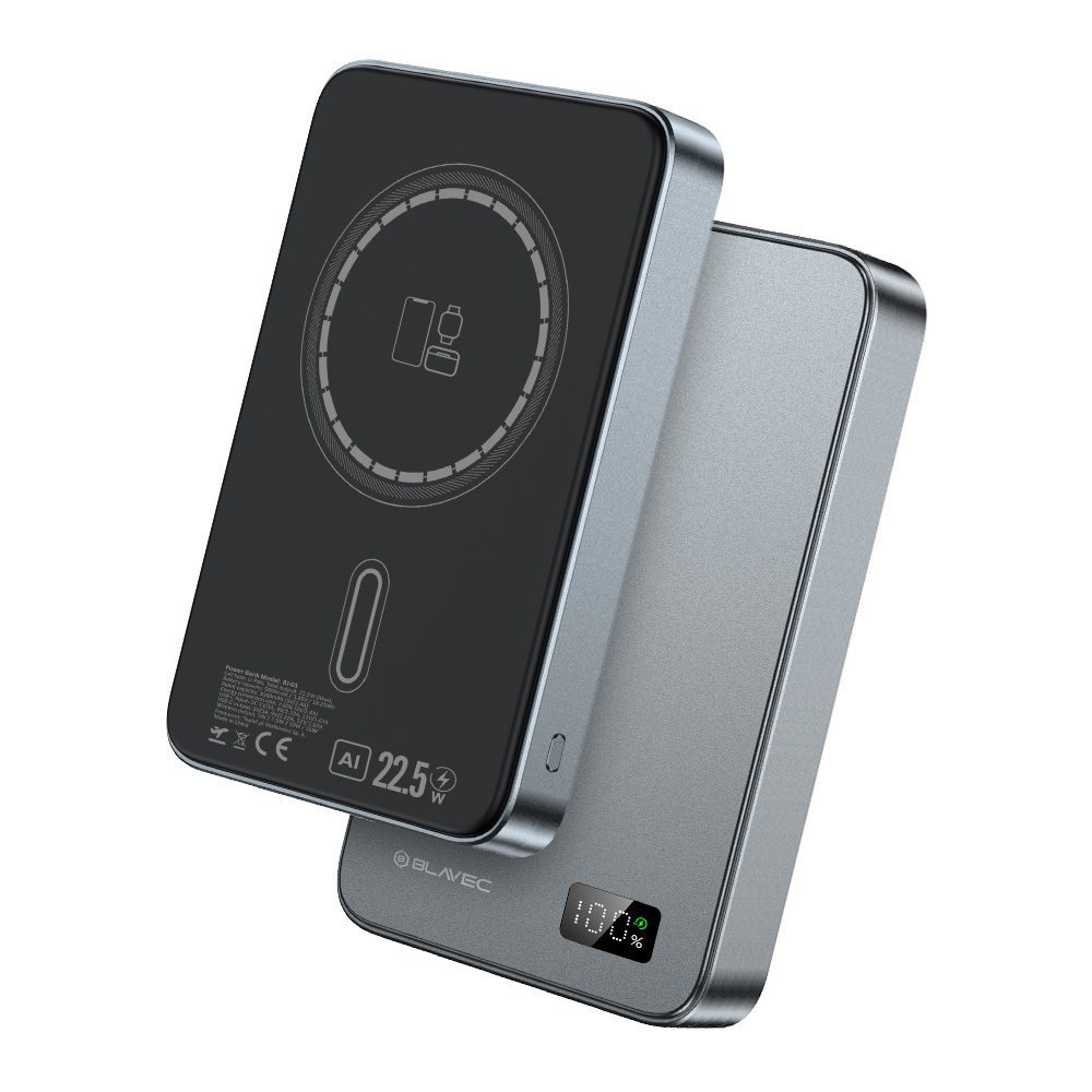 foto_add-316975 Blavec Power Bank 10000mAh BJ-01 Slim 15mm - Type C - 22,5W magnetic Magsafe 3 in 1 (PBBJ01-MC10G) grey