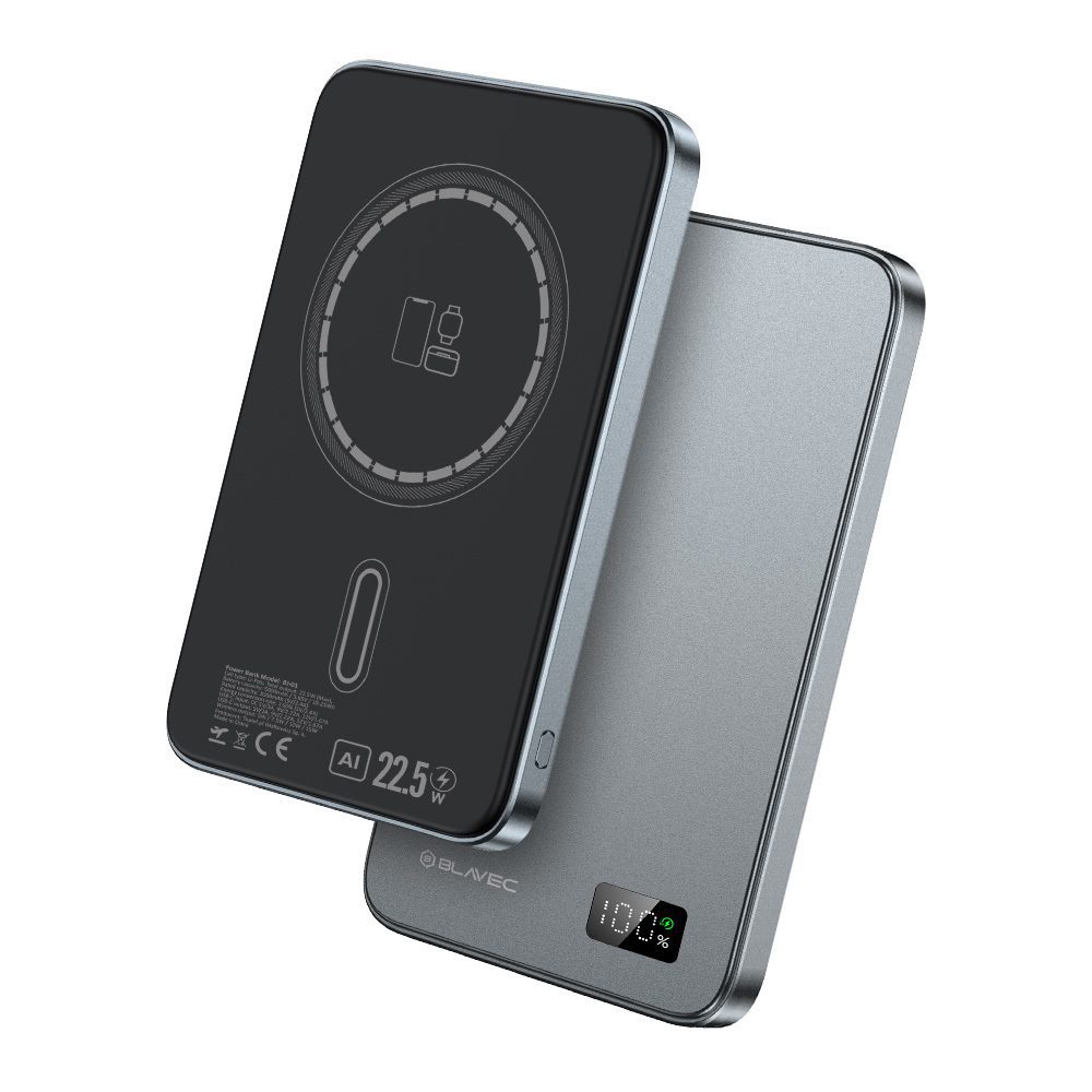 Blavec Power Bank 5000mAh BJ-01 Ultra Slim 7,8mm - Type C - 22,5W magnetic Magsafe 3 in 1 (PBBJ01-MC5G) grey