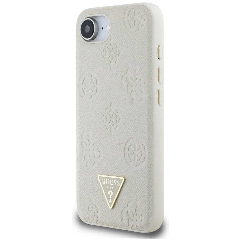foto_add-317405 Original Case GUESS Grained Hot Stamp Peony Triangle Logo MagSafe for Iphone 16e beige