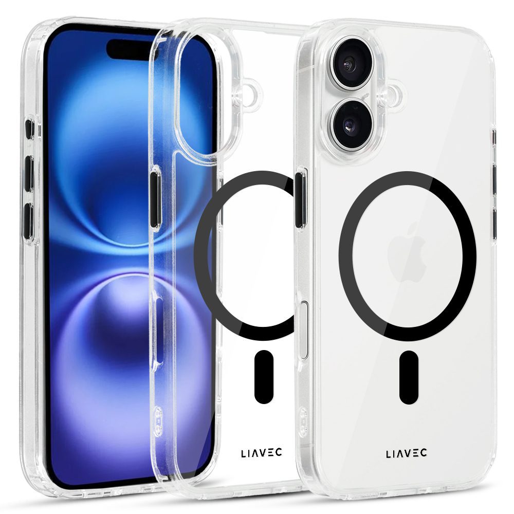 Liavec Glossy Magsafe Clear Case do Iphone 16 black