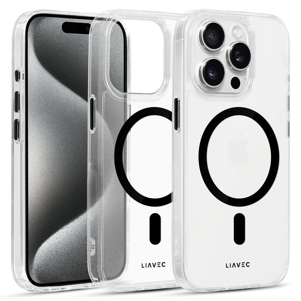 Liavec Glossy Magsafe Clear Case do Iphone 15 Pro black