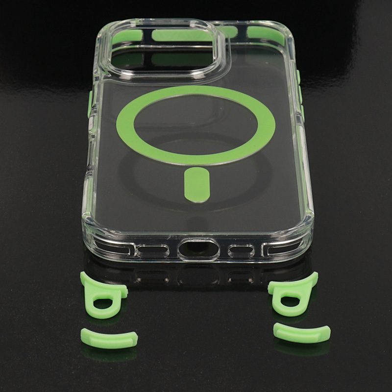 Tel Protect Strap Clear Case for Iphone 15 green