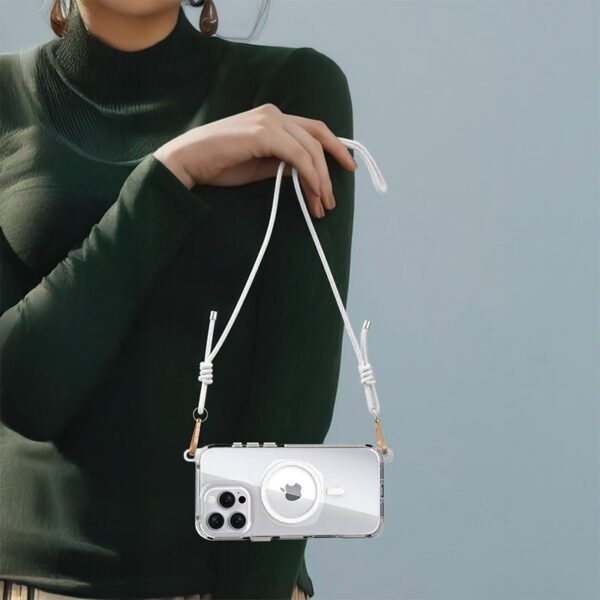 Tel Protect Strap Clear Case for Iphone 16 white