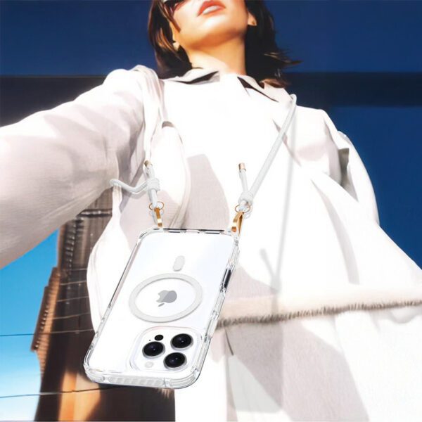 Tel Protect Strap Clear Case for Iphone 16 white