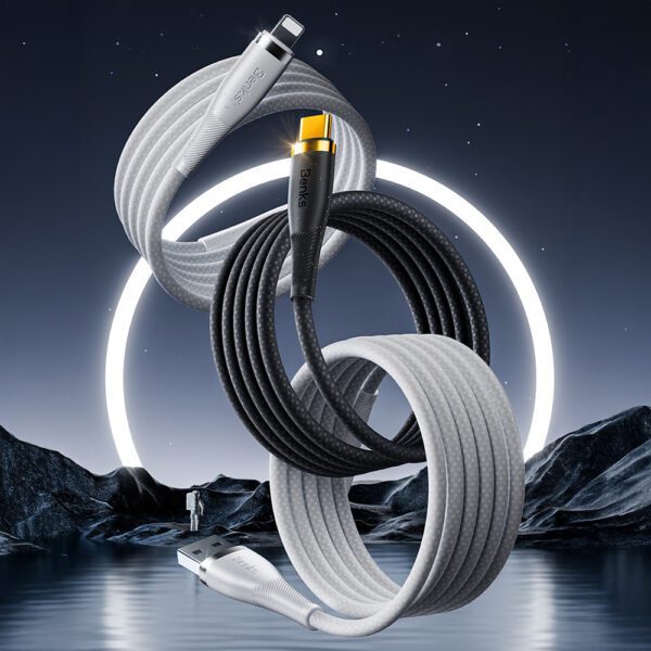 Benks Cable D47 braided - Type C to Lightning - PD 30W 1 metre white
