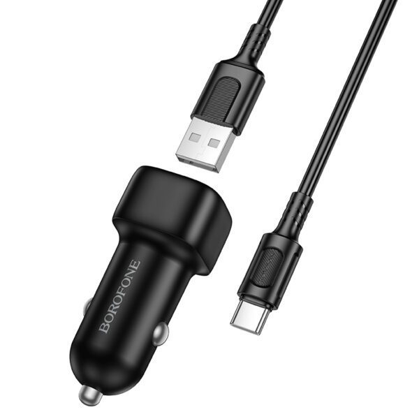 Borofone Car charger BZ34 Cloud - USB - QC 3.0 18W with USB to Type C cable black