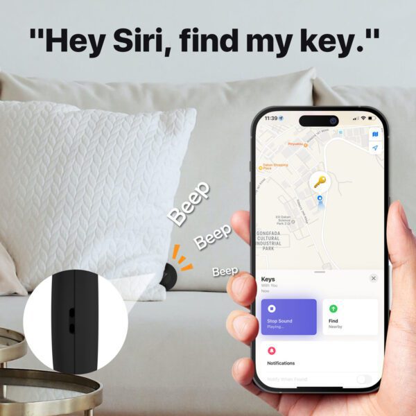 Lifemate GPS Bluetooth LifeTag Tracker HD-P16-3 Apple + keyring white