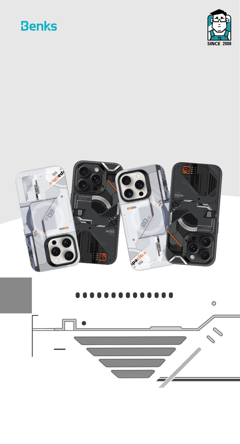 Benks Magnetic Mecha Series Case for Iphone 14 Pro white