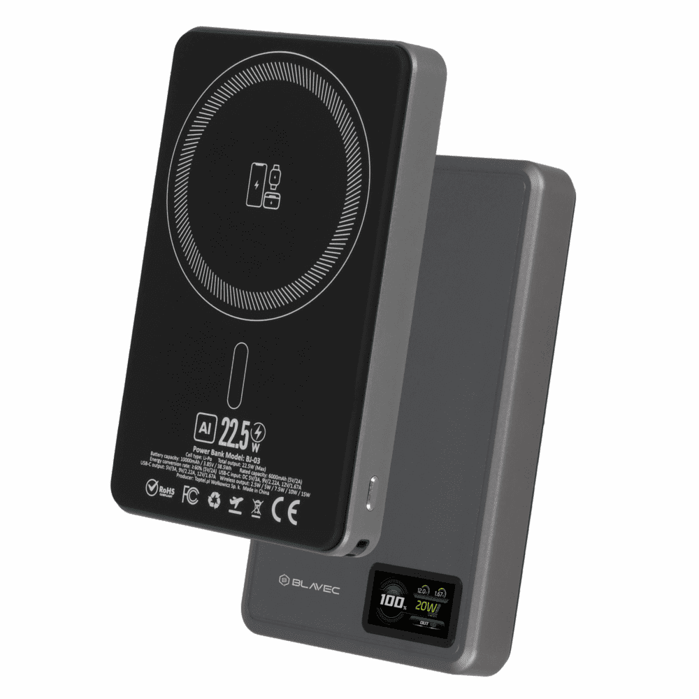 foto_add-323806 Blavec Power Bank 10000mAh BJ-03 Slim 13,5mm - Type C - 22,5W magnetic Magsafe 3 in 1 (PBBJ03-MC10G) grey