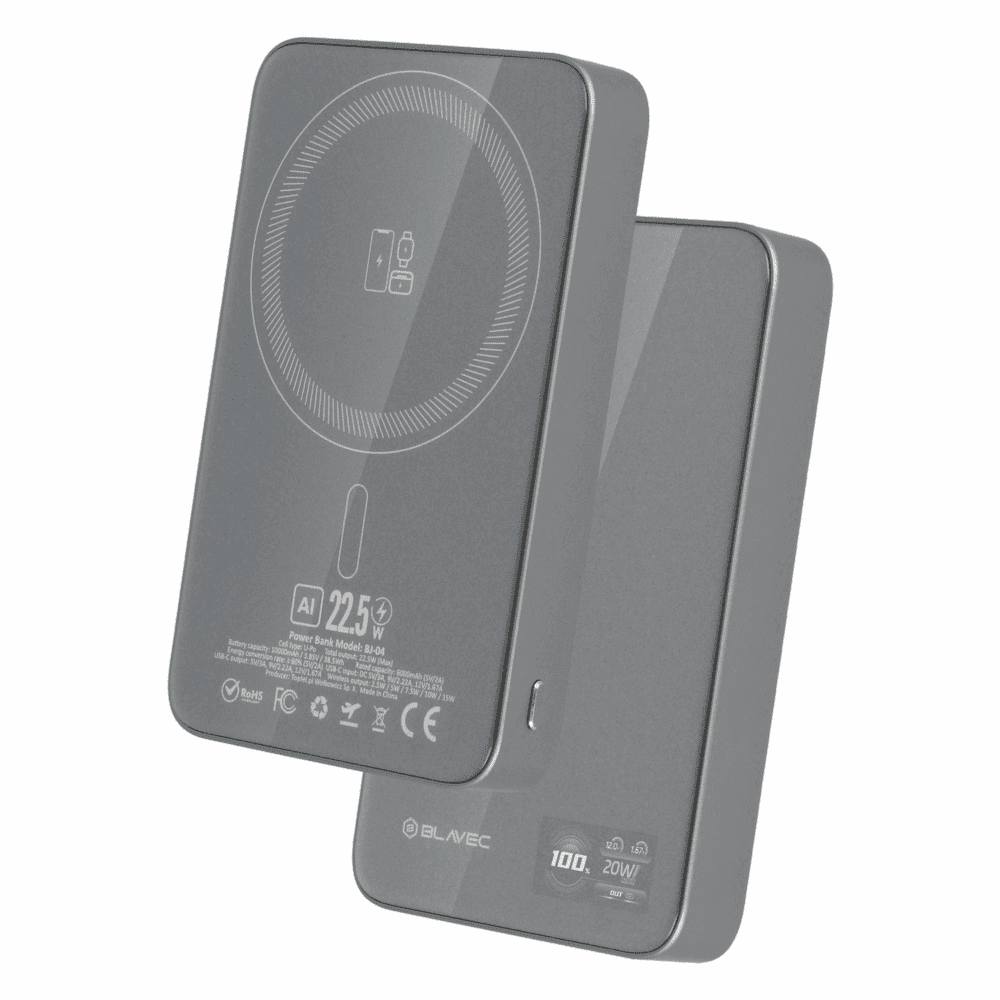 foto_add-323822 Blavec Power Bank 10000mAh BJ-04 Slim 13,5mm - Type C - 22,5W magnetic Magsafe 3 in 1 (PBBJ04-MC10G) grey