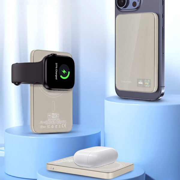 Blavec Power Bank 5000mAh BJ-04 Ultra Slim 7,8mm - Type C - 22,5W magnetic Magsafe 3 in 1 (PBBJ04-MC5GD) gold