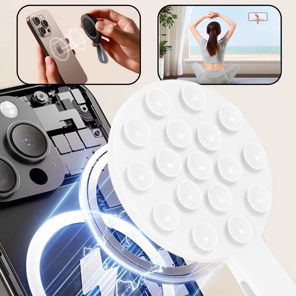 Silicone suction phone holder magnetic with ring MSH9 white