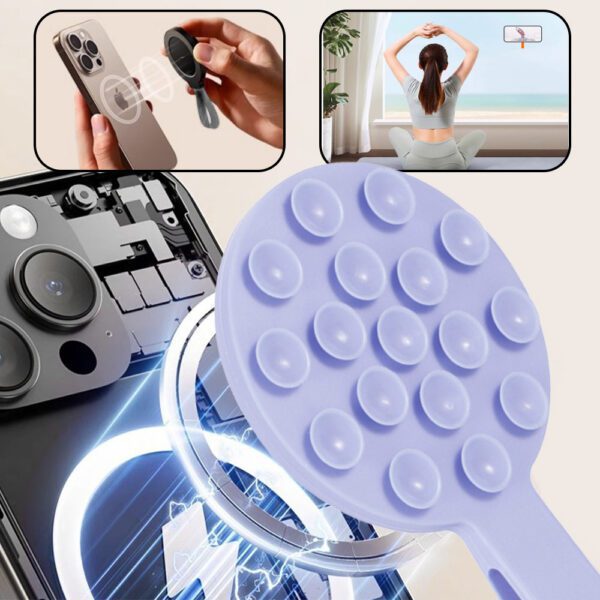 Silicone suction phone holder magnetic with ring MSH9 purple