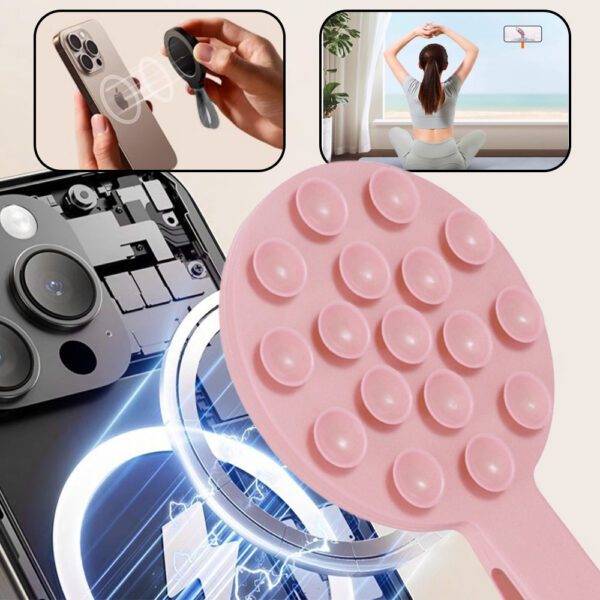 Silicone suction phone holder magnetic with ring MSH9 light pink
