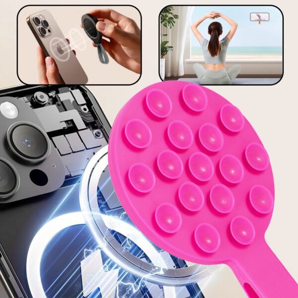 Silicone suction phone holder magnetic with ring MSH9 pink