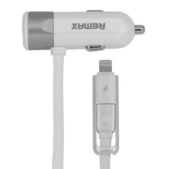 foto_add-43511 REMAX Car Charger RCC-102 - USB - 3,4A with 2 in 1 cable Micro USB, Lightning silver