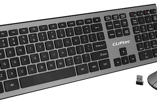 Cliptec Set of multimedia keyboard + optical mouse 1200DPI Slimline Air RZK350 wireless grey