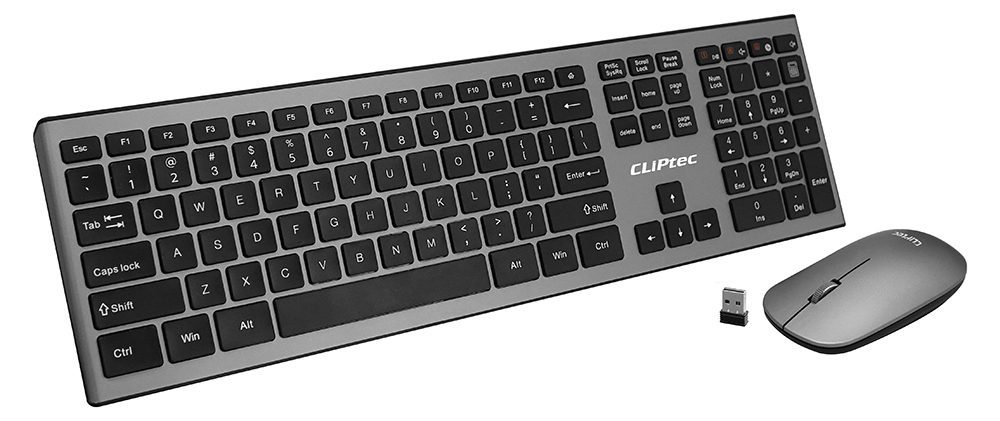 Cliptec Set of multimedia keyboard + optical mouse 1200DPI Slimline Air RZK350 wireless grey