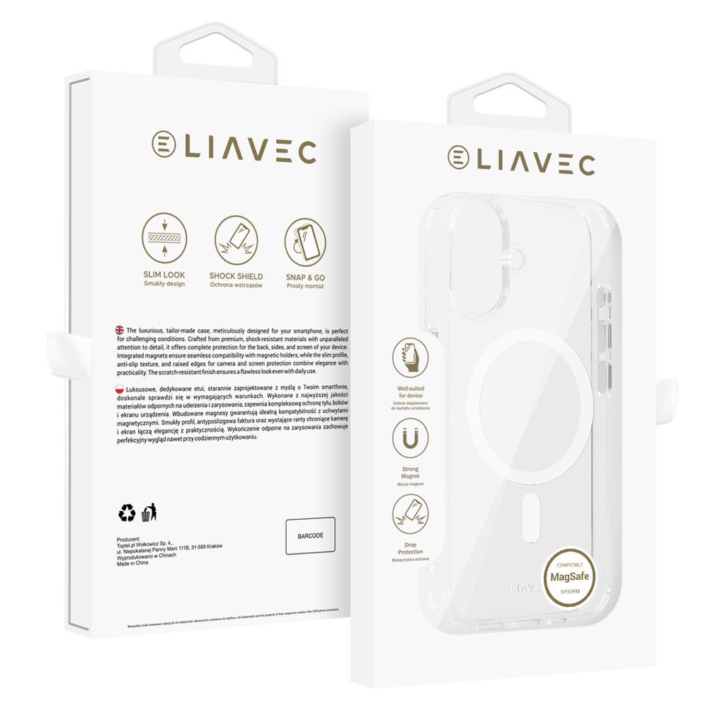product-101036 Liavec Glossy Magsafe Clear Case do Iphone 16 white