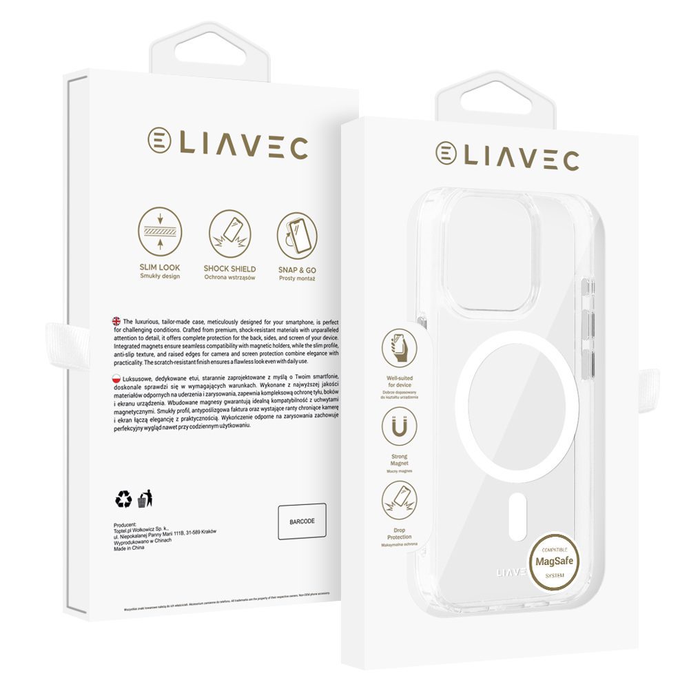 product-101042 Liavec Glossy Magsafe Clear Case do Iphone 16 Pro Max white