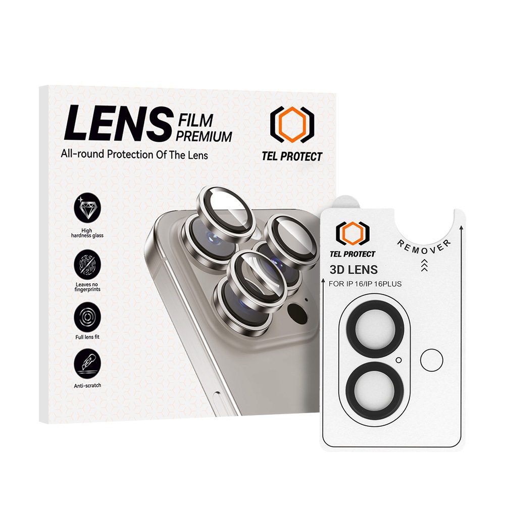 product-101261 Tempered glass Tel Protect 3D Lens on camera for Iphone 16/16 Plus black (lens 2 pieces)