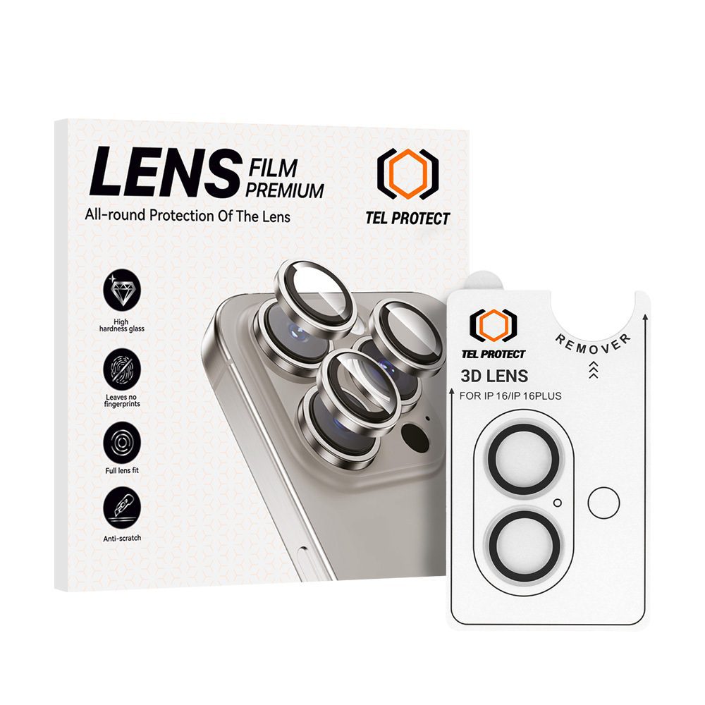 product-101262 Tempered glass Tel Protect 3D Lens on camera for Iphone 16/16 Plus transparent (lens 2 pieces)