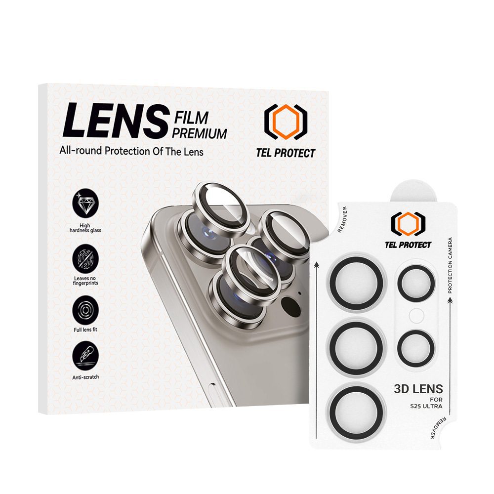 product-101269 Tempered glass Tel Protect 3D Lens on camera for Samsung Galaxy S25 Ultra transparent (lens 5 pieces)