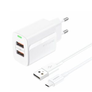 Foneng Wall charger EU63 - 2xUSB - 12W with USB to Micro USB cable white