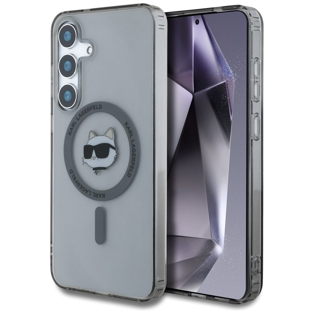 Original Pouch KARL LAGERFELD Button Choupette Head Printed Logo Magsafe for Samsung Galaxy S25 Plus black