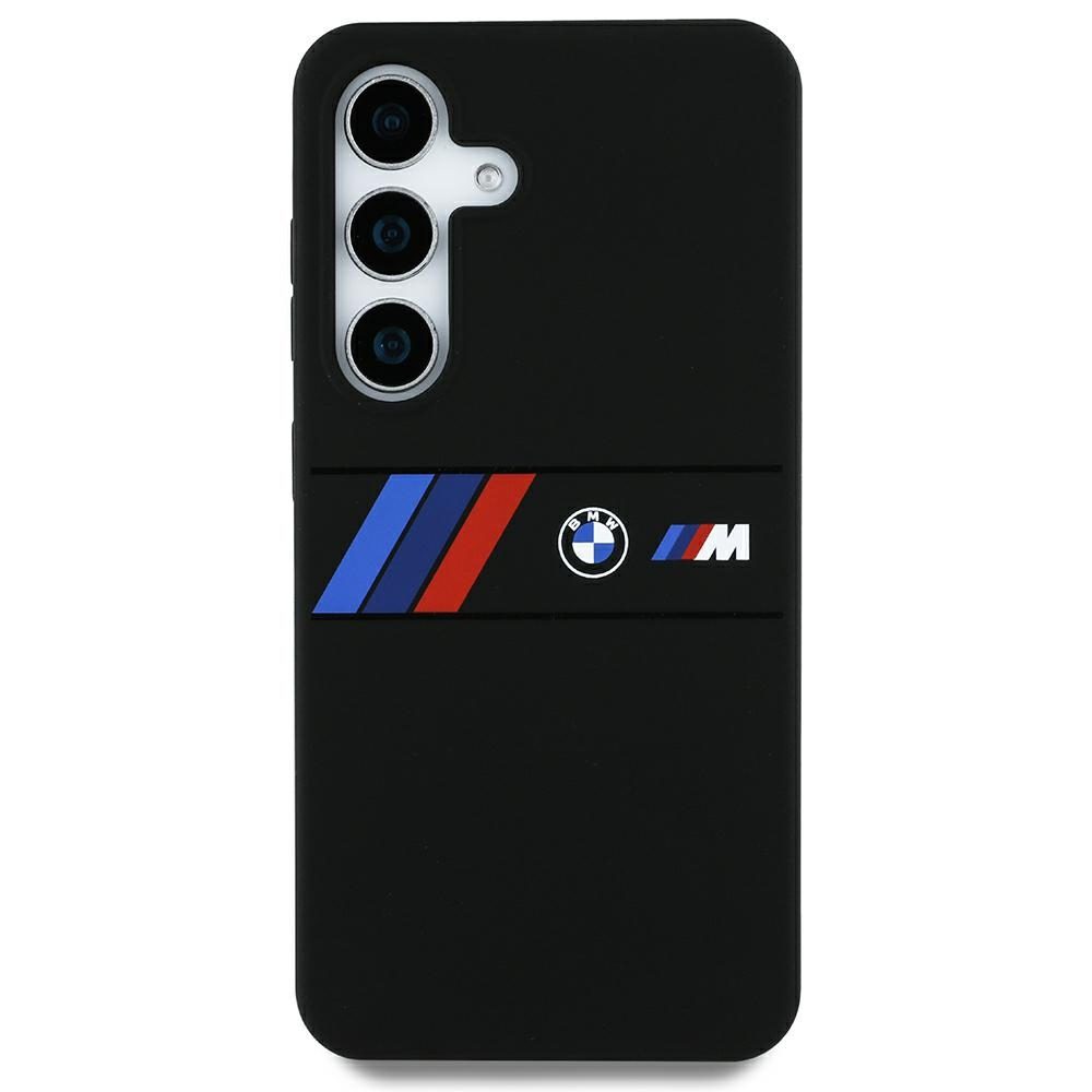 Original Case BMW Silicone Middle Tricolor Stripes MagSafe for Samsung Galaxy S25 Ultra black