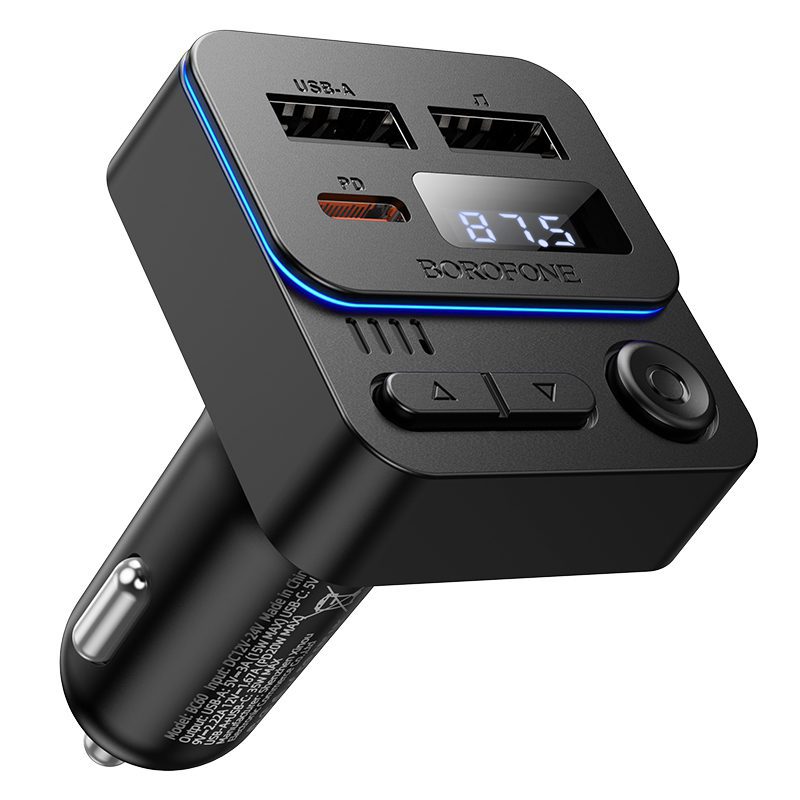 product-101992 Borofone Transmitter FM BC60 Hero MP3, Bluetooth - 2xUSB + Type C - PD 20W black