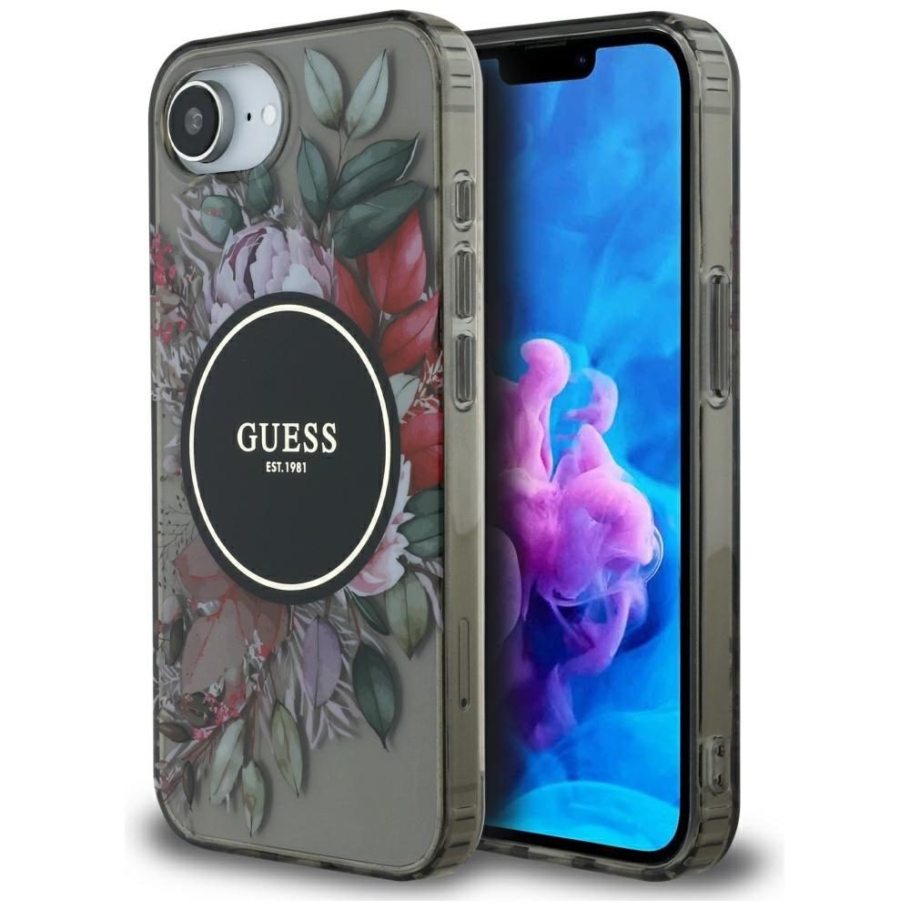 product-102400 Original Case GUESS IML Flowers MagSafe for Iphone 16e black