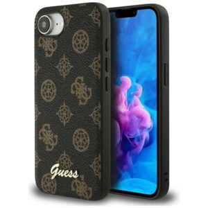 Original Case GUESS Peony Script Logo MagSafe for Iphone 16e black