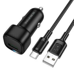 Borofone Car charger BZ34 Cloud - USB - QC 3.0 18W with USB to Type C cable black