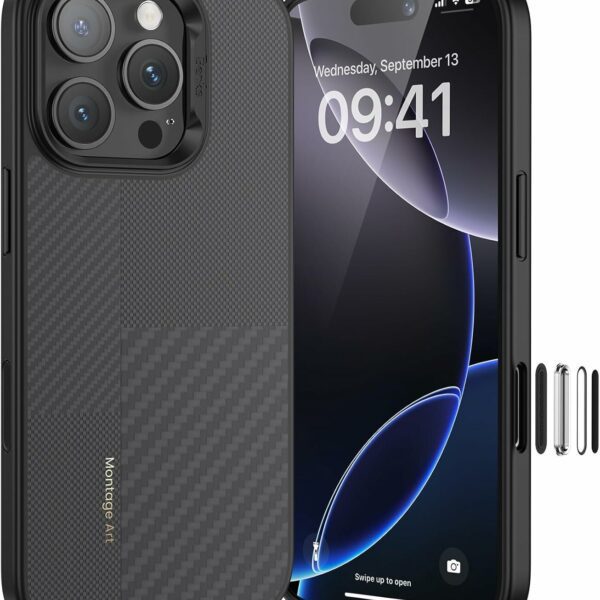 product-103045 Benks Montage Magnetic Armor Pro Kevlar Case Metal Frame 600D+1500D (MF65) for Iphone 16 Pro black (Camera Control Button)