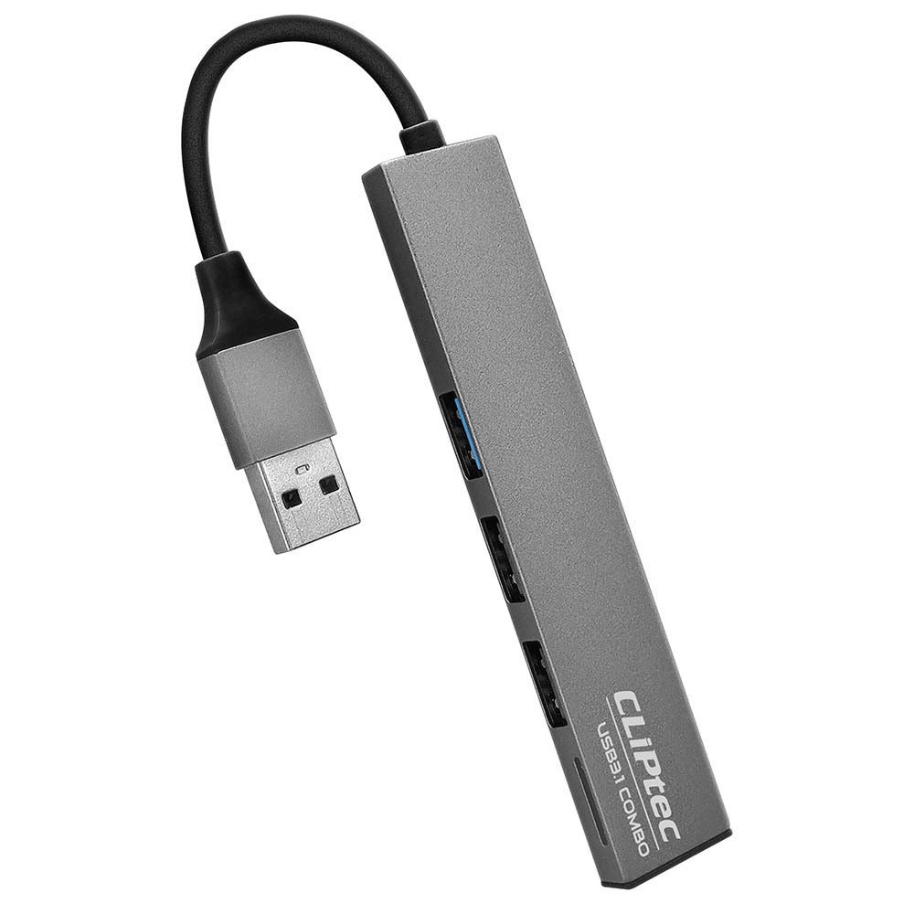 product-62058 Cliptec Adapter HUB - USB to USB 3.1 + 2xUSB 2.0 + microSD - Slim Combo RZR545 grey