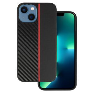 Tel Protect CARBON Case for Iphone 13 Mini Black with red stripe